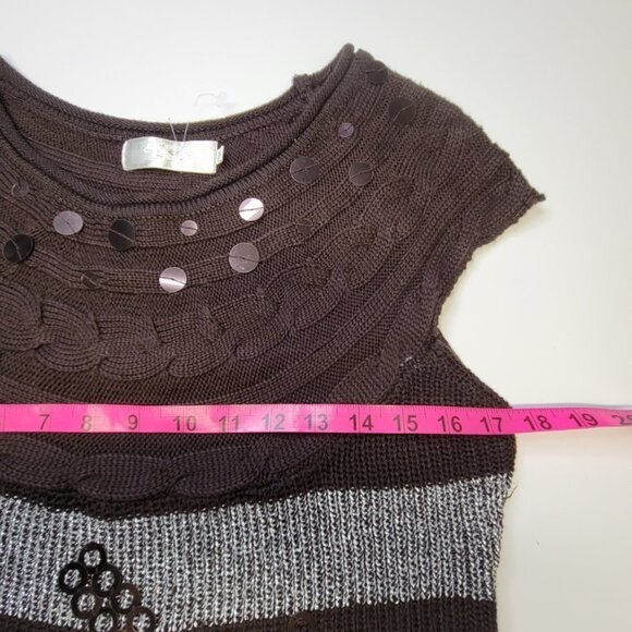 SEQUIN Sleeveless Knit Sweater Dark Brown Dress - One Size Fits Most - Picture 6 of 11